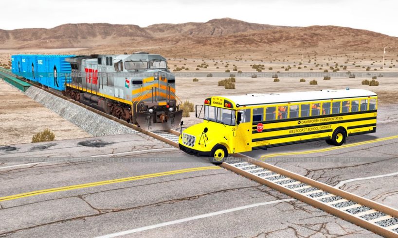 School Bus VS Train crashes #2 BeamNG Drive #shorts