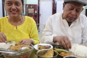 First Time Babar Sathe Eating Show | Dola Was So Happy | Rice | Mutton | Begun Ilish | Morola Tok