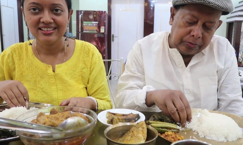 First Time Babar Sathe Eating Show | Dola Was So Happy | Rice | Mutton | Begun Ilish | Morola Tok