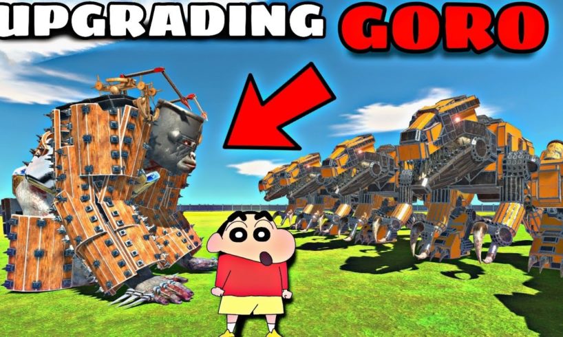 SHINCHAN UPGRADING GORO THE GIANT TO DEFEAT ROBOT TREX ARMY!| Animal Revolt Battle SIMULATOR