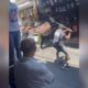 Video: Fists fly, men fight with crutches during chaotic brawl in LA's Fashion District | ABC7