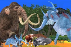 Woolly Mammoth Elephant vs Zombie Bulls Animal Fight Cartoon Cow Saved By Mammoth Elephant Battle
