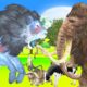 Zombie Lion vs Mammoth Fight Cartoon Cow Saved By Woolly Mammoth Wild Animal Fights Videos