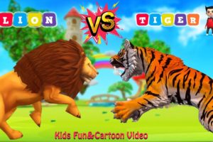 Animal Fight Cartoon- Cow Elephant Gorilla Dinosaur Buffalo Tiger Lion Wild Animal Fighting Fountain