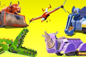 BEST OF TRUCKS ANIMALS CARTOON ! crocodile, bulldozer, rhinoceros, excavator, elephant - AnimaCars !