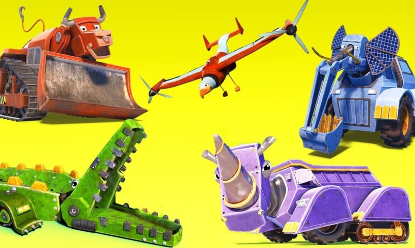 BEST OF TRUCKS ANIMALS CARTOON ! crocodile, bulldozer, rhinoceros, excavator, elephant - AnimaCars !