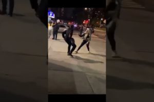 Crazy girlfriend fights her boyfriend outside nyc street in Harlem