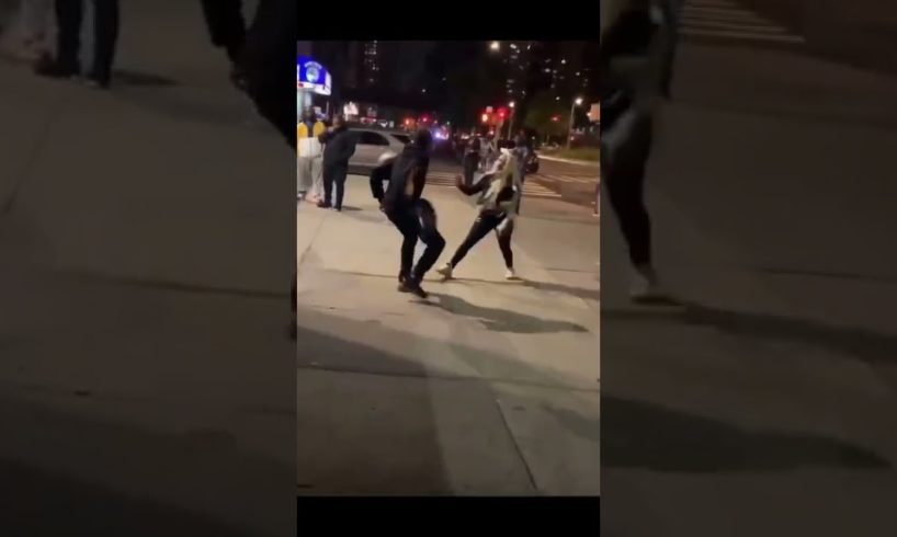 Crazy girlfriend fights her boyfriend outside nyc street in Harlem
