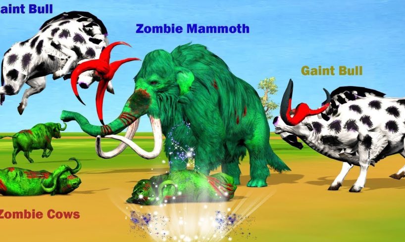 Giant Bulls team, Cow Cartoon vs Zombie Mammoth Elephant Animal Fight | | Epic Battle