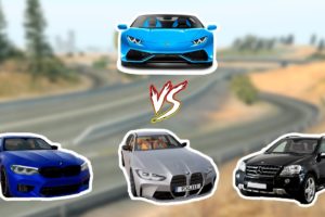 Huracan vs M5 F90, M3 G80, ML63 W164 | Head on Collision in BeamNG Drive