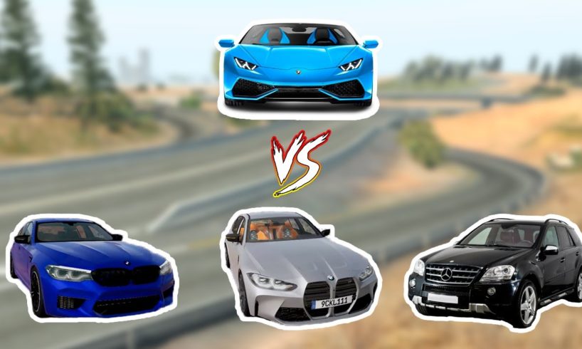 Huracan vs M5 F90, M3 G80, ML63 W164 | Head on Collision in BeamNG Drive