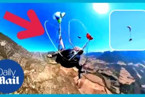 Jump but parachute doesn't open: Crazy moment paraglider avoids death after parachute malfunction