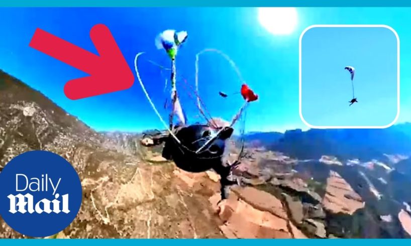 Jump but parachute doesn't open: Crazy moment paraglider avoids death after parachute malfunction