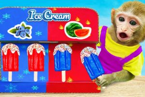 Monkey Kiki playing with HOT and COLD Ice Cream Vending Machine so funny | KUDO ANIMAL KIKI