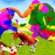Woolly Elephant Vs Tooth Tiger Animal Fight Zombie Mammoth Helps Rescue Cartoon Cow Tiger Attack
