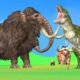 Woolly Mammoth Vs Dinosaur T-rex Fight Giant Bull Saved by Elephant Mammoth Animal Fights Battle