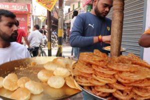 World Cheapest Breakfast | Puri 3 Rs/ Piece with Free Veg Curry & Raita | Patna Street Food