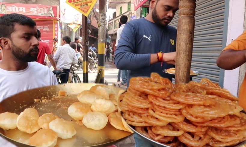 World Cheapest Breakfast | Puri 3 Rs/ Piece with Free Veg Curry & Raita | Patna Street Food