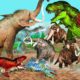 5 Zombie Dinosaurs vs Giant Elephant Fight Baby Elephant Saved By 3 Woolly Mammoths Animal Fights