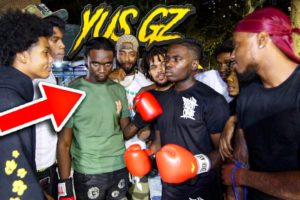 BOXING DRILL RAPPERS IN THE HOOD! *LAST TO GET KNOCKED OUT IN NEW YORK * FT YUS GZ