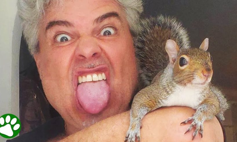 Eccentric man rescues baby squirrel and gets friend for life