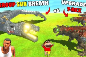 SUN BREATH FLYING DRAGON Fight UPGRADED T-REX ARMY with SHINCHAN and CHOP | Dinosaur game Animal