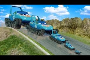 Top 5 Big & Small King Dinoco Tank vs DOWN OF DEATH - BeamNG.drive