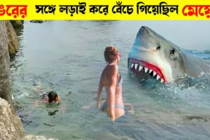 হাঙরের সঙ্গে লড়াই করে সন্তানদের বাঁচান এই মা ❤️❤️   Five Shark attack caught on camera