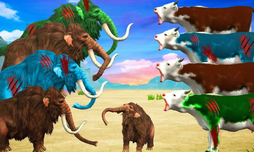 10 Zombie Cows vs Zombie Mammoth Elephant Fight Baby Elephant Saved By Woolly Mammoth Wild Animals