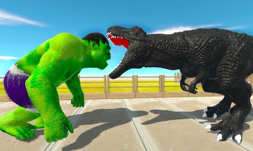 HULK GORO vs DARK T-REX OASIS DEATH RUN - Animal Revolt Battle Simulator