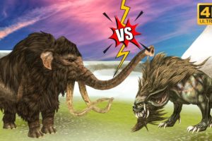Mammoth VS Giant Hyena | Animal Fight Cartoon | Giant mammoth Animal Battle