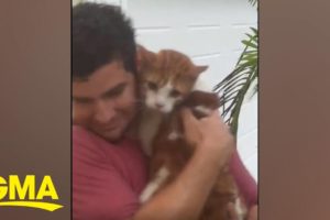 Man rescues cat from Hurricane Ian