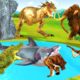 Who Will Win the Fight Mammoth vs Dinosaur Attack Baby Mammoth Saved By Crocodile from Zombie Shark