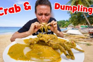 Crab and Dumplings!! 🦀 NATIONAL FOOD in Tobago Island + Breadfruit Roast & Dirt Oven!!