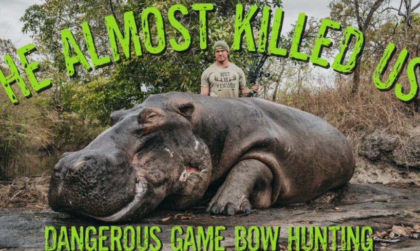DANGEROUS HIPPO BOW HUNTING.. I ALMOST DIED!!