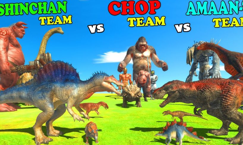 EXTREME Fight Between SHINCHAN vs CHOP vs AMAAN-T in Animal Revolt Battle Simulator | Dino GAMING