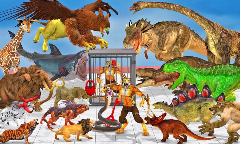 Epic Saber Tooth Tiger Deathrun vs Wild Animals Dinosaur Animal Revolt Battle Simulator