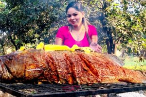 HAMOUR FISH GRILLED | 12kg BUTTER FISH ON CHARCOALS | BIG FISH BBQ | Country foods