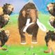 Mammoth Elephant Fight with 5 Zombie Lion's vs Wild Elephant's Save Cow Cartoon from Woolly Mammoth