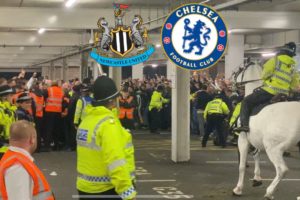 Police horses forced to ride into fans | Batons drawn after Newcastle and Chelsea match