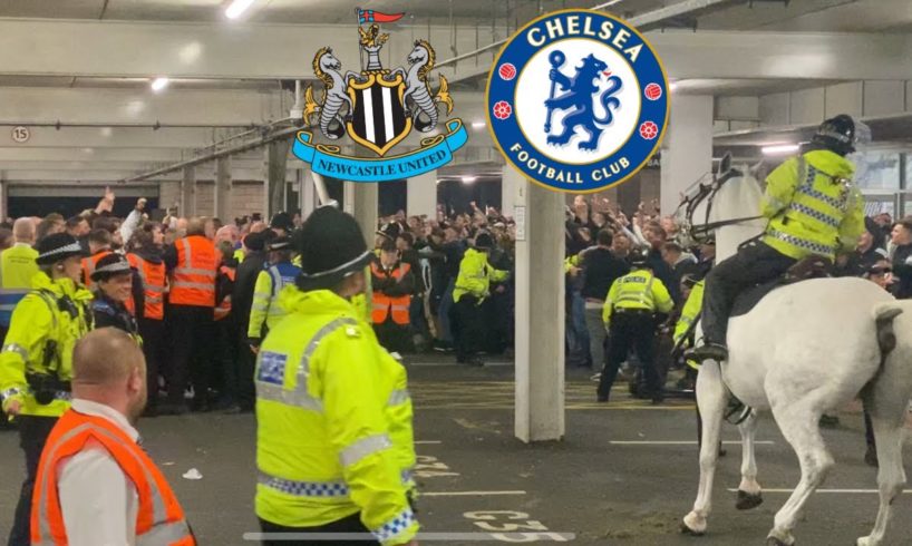 Police horses forced to ride into fans | Batons drawn after Newcastle and Chelsea match