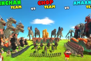 SHINCHAN UPGRADED TEAM vs CHOP TEAM vs AMAAN TEAM in Animal Revolt Battle Simulator | Dinosaur Game