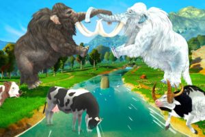 Woolly Mammoth vs Vs White Zombie Mammoth Save Cartoon Cow Animal Revolt Epic Battle