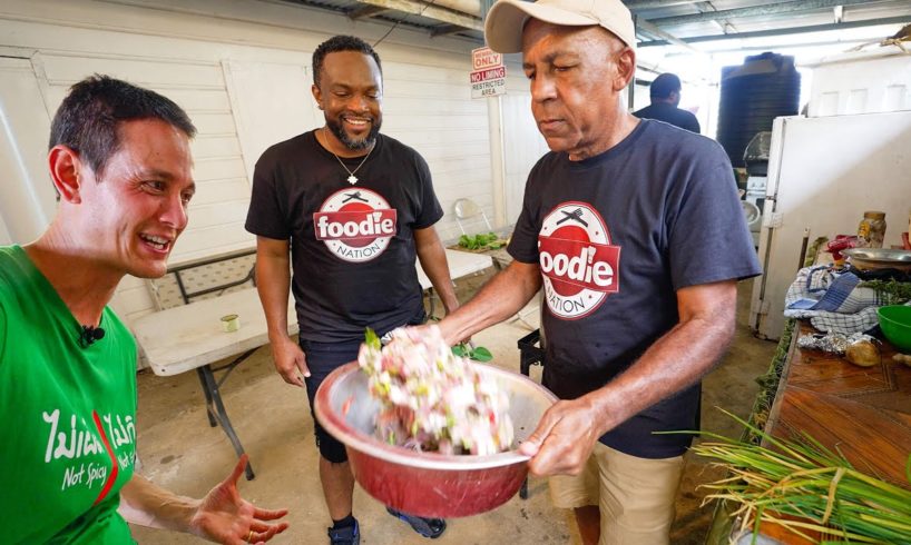 World’s Best FOOD UNCLE!! Big Stew Pork + Full Sunday Lunch in Paramin, Trinidad!!