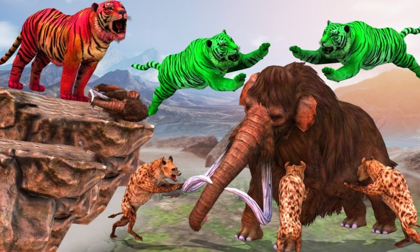 Zombie Tiger vs Woolly Mammoth Elephant Animal Fight | Mammoth Rescue Woolly Elephant From Hyenas