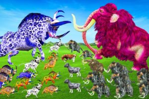 20 Zombie Monster buffaloes  Vs 20 Zombie  Mammoths Ultimate Epic Battle Woolly Mammoth Saves cow