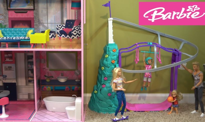 Barbie and Ken Story Skateboarding  and Playing on NEW Extreme Sports Set with Barbie Sisters