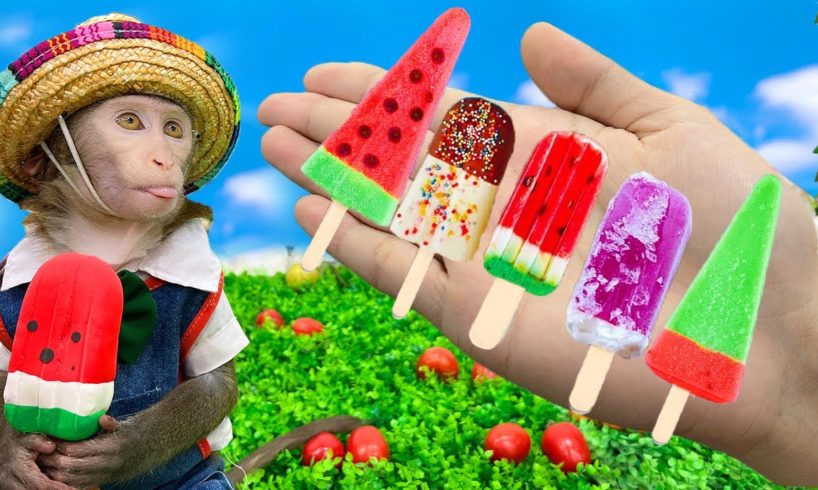 Funniest Animals 2022 😂 Adorable Baby monkey Bim Bim eats ice cream and harvests fruit at the farm
