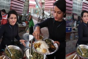 Hardworking Lady Doing Her Father's Business - Selling Rice Thali 40 Rs/ Only