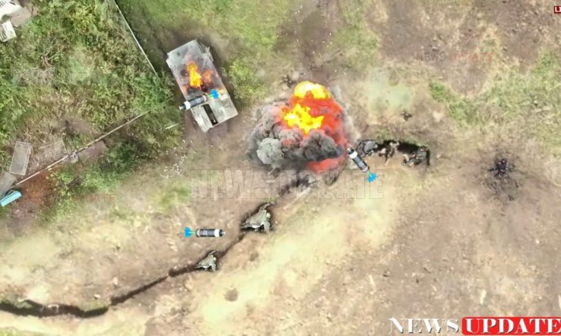 Ukrainian drones drop bombs on Russian troops hiding in trenches near Bakhmut